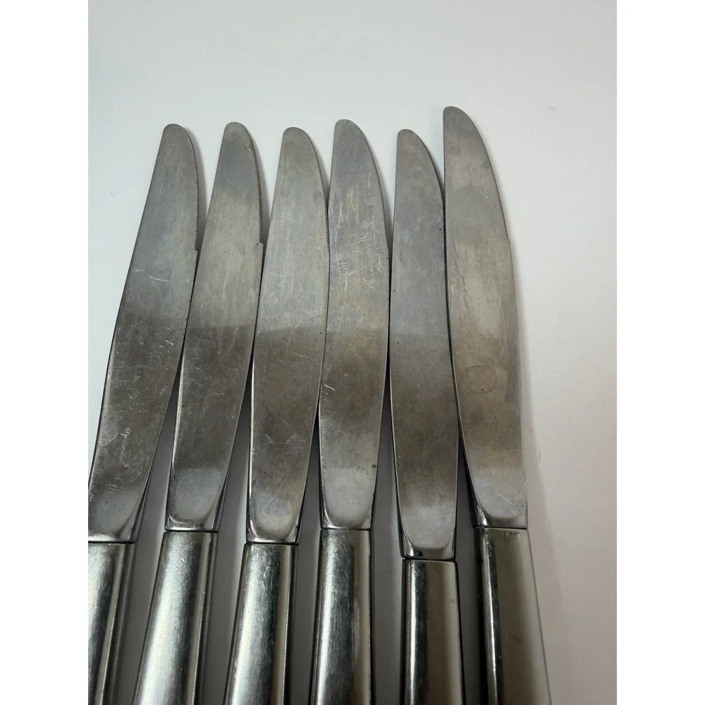 Set Of 6 Oneida Will O' Wisp Dinner Knives Burnished Heirloom Cube Knife 9-1/4